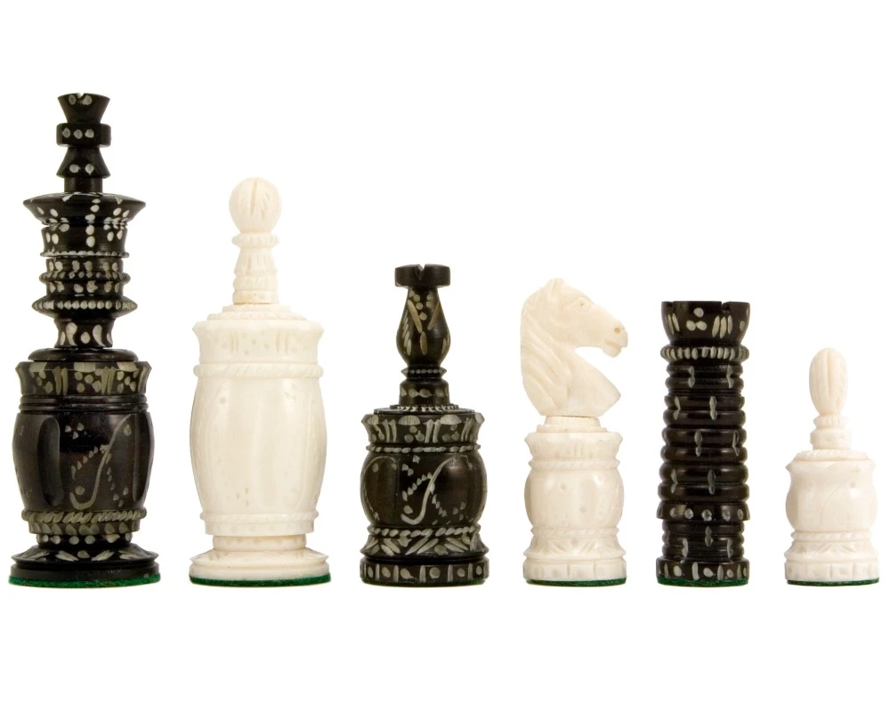 Barley Corn Carved Camel Bone Chess Pieces 1 Barley Corn Carved Camel Bone Chess Pieces
