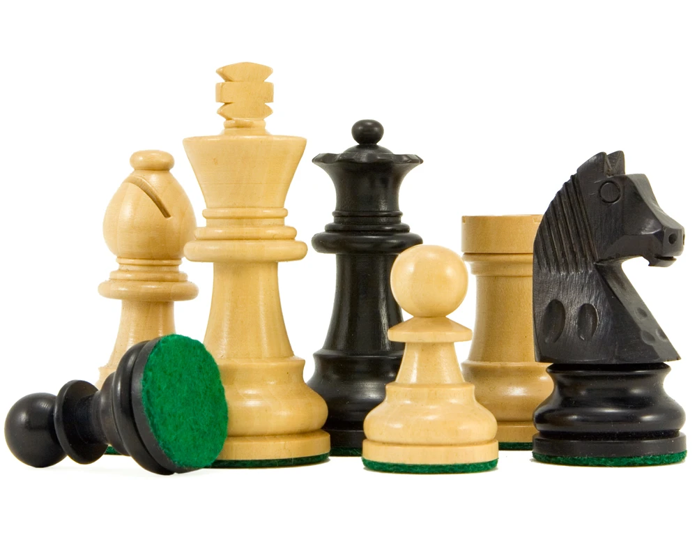 Down Head Knight Ebonised Staunton Chess Pieces 2.5 Inches 2 Down Head Knight Ebonised Staunton Chess Pieces 2.5 Inches - Image 2