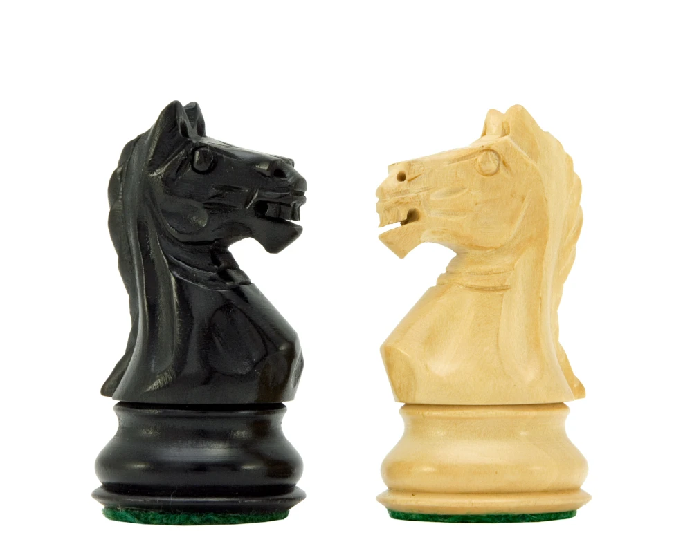 Fierce Knight Ebonised Staunton Chessmen 3 Inches Including Case 3 Fierce Knight Ebonised Staunton Chessmen 3 Inches Including Case - Image 3