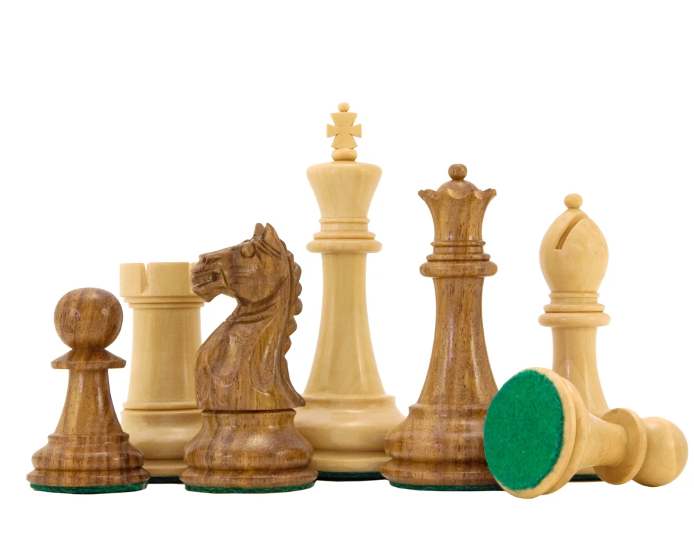 Oxford Series Acacia And Boxwood Chess Pieces 3.5 Inches 2 Oxford Series Acacia And Boxwood Chess Pieces 3.5 Inches - Image 2