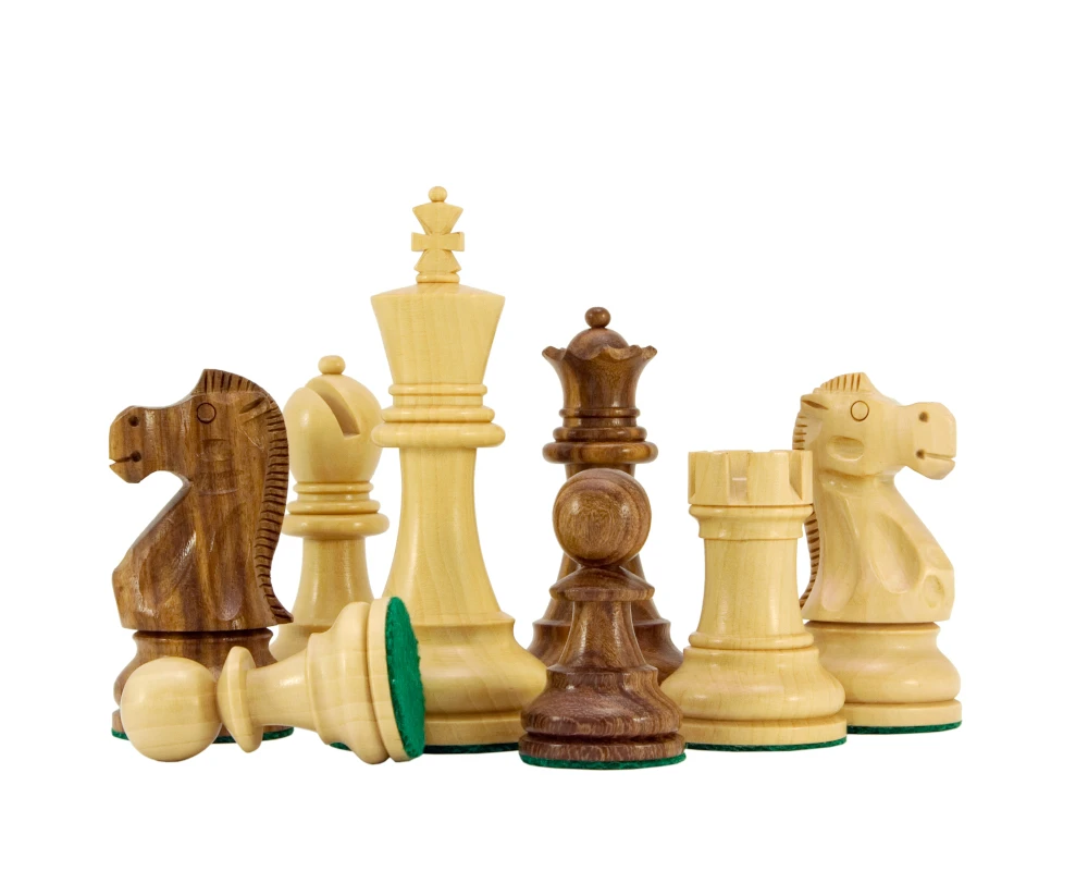 Jacob Knight Golden Rosewood Staunton Chess Pieces 3.75 Inches 2 Jacob Knight Golden Rosewood Staunton Chess Pieces 3.75 Inches - Image 2