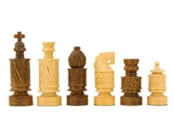 Coiled Jerusalem Hand Carved Golden Rosewood Chess Pieces