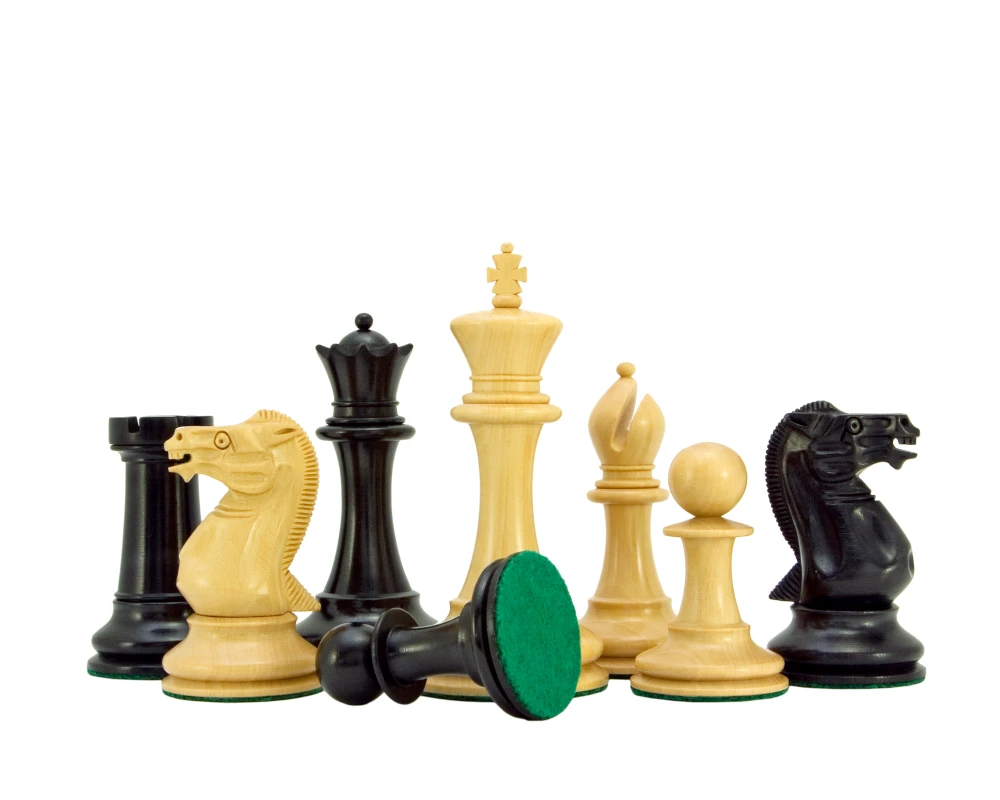 Old English Elite Series Ebony Staunton Chess Pieces 4 Inches 2 Old English Elite Series Ebony Staunton Chess Pieces 4 Inches - Image 2