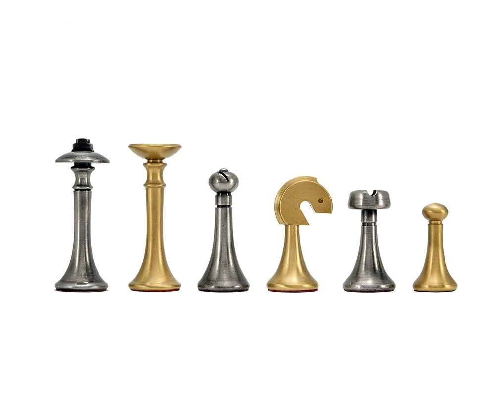 Metropolis Series 2.75 Inch Brass And Nickel Chess Pieces 1 Metropolis Series 2.75 Inch Brass And Nickel Chess Pieces