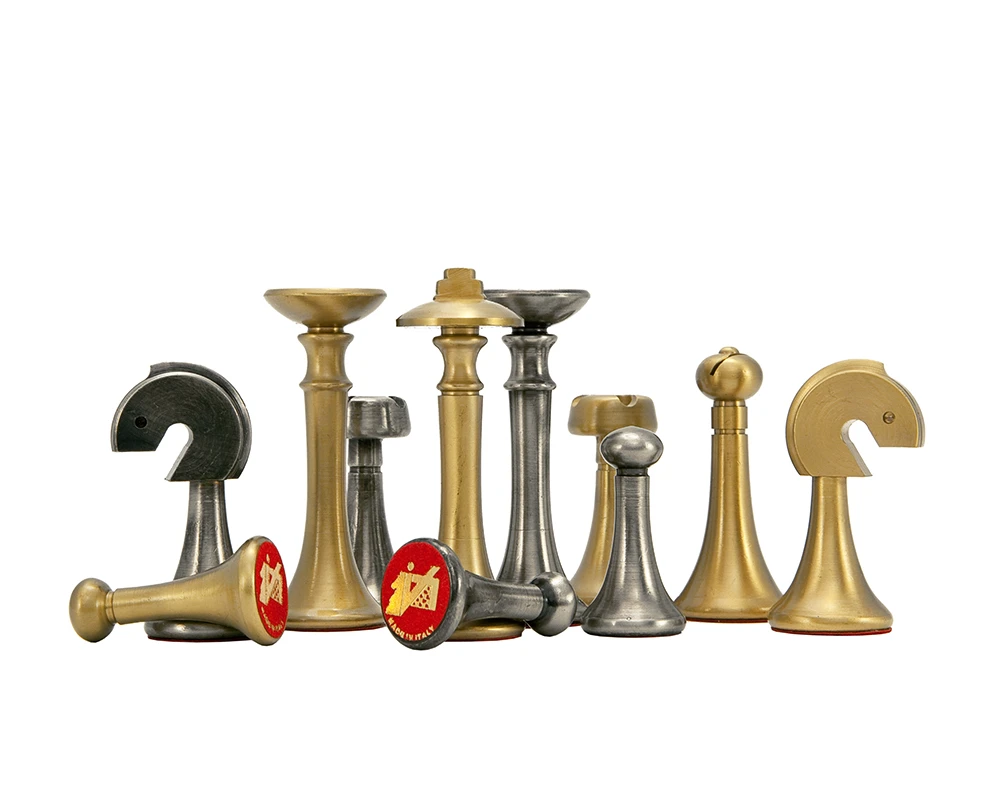 Metropolis Series 2.75 Inch Brass And Nickel Chess Pieces 2 Metropolis Series 2.75 Inch Brass And Nickel Chess Pieces - Image 2