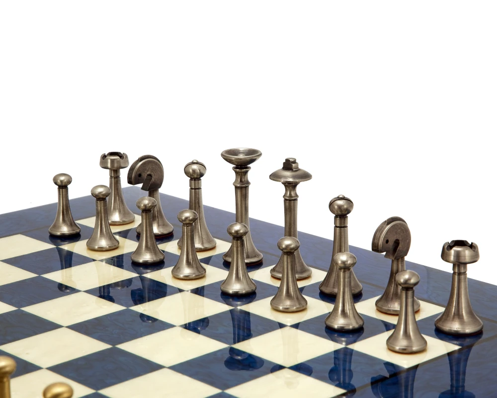 Metropolis Series 2.75 Inch Brass And Nickel Chess Pieces 5 Metropolis Series 2.75 Inch Brass And Nickel Chess Pieces - Image 5