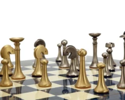 Metropolis Series 2.75 Inch Brass And Nickel Chess Pieces 12 Metropolis Series 2.75 Inch Brass And Nickel Chess Pieces -Board Games - Chess And Cards Shop RCP085 05