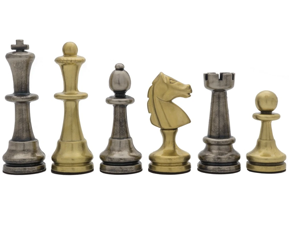 The Vicenza Brass And Nickel Plated 4.75 Inch Chess Men 1 The Vicenza Brass And Nickel Plated 4.75 Inch Chess Men