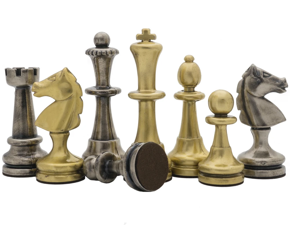 The Vicenza Brass And Nickel Plated 4.75 Inch Chess Men 2 The Vicenza Brass And Nickel Plated 4.75 Inch Chess Men - Image 2