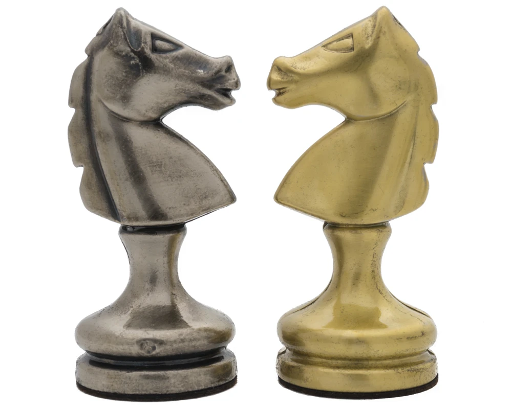 The Vicenza Brass And Nickel Plated 4.75 Inch Chess Men 4 The Vicenza Brass And Nickel Plated 4.75 Inch Chess Men - Image 4