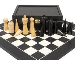 Art Deco Ebonised And Boxwood Chess Pieces 3.5 Inch -Board Games - Chess And Cards Shop RCP165 05