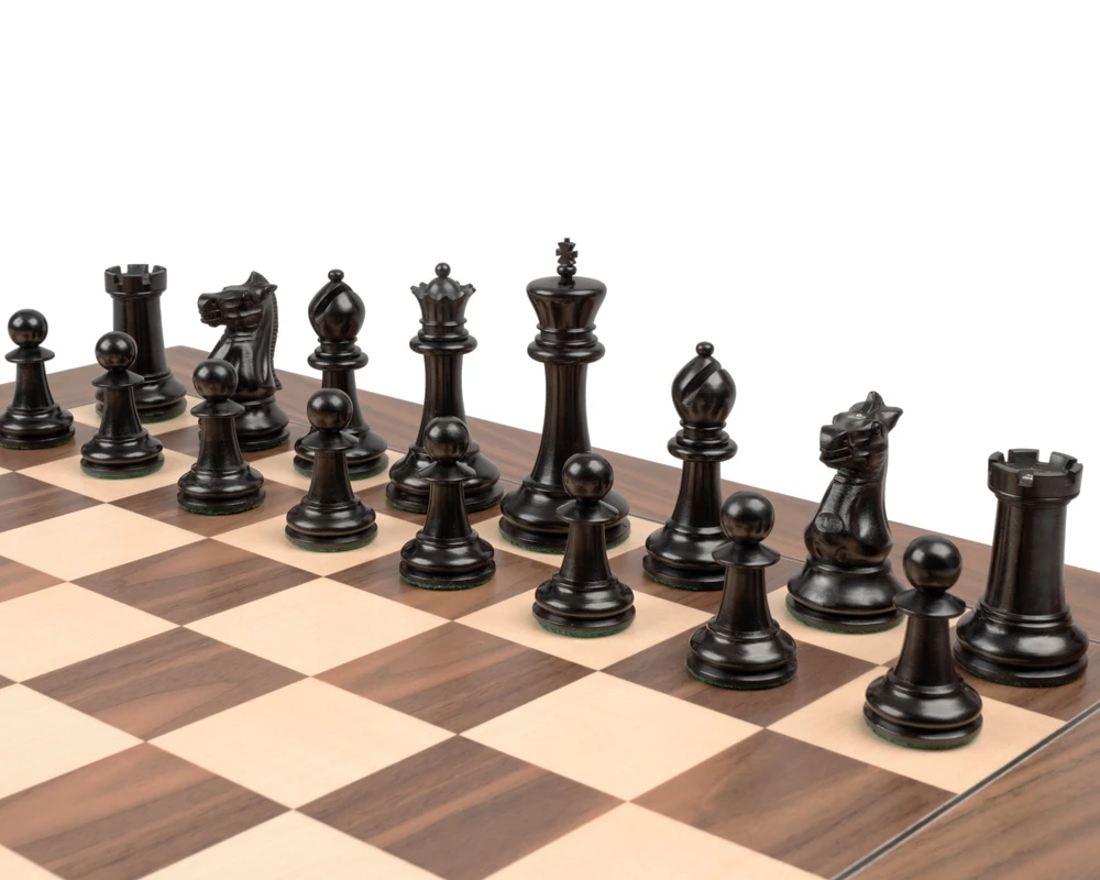 Reproduction Staunton Ebony Chessmen 1869 Model 4 Inch 3 Reproduction Staunton Ebony Chessmen 1869 Model 4 Inch - Image 3