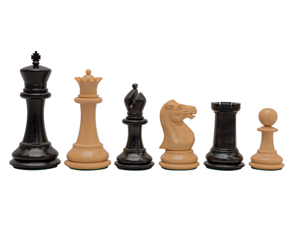 Reproduction Staunton Ebony Chessmen 1849 Model 4.4 Inch King 1 Reproduction Staunton Ebony Chessmen 1849 Model 4.4 Inch King