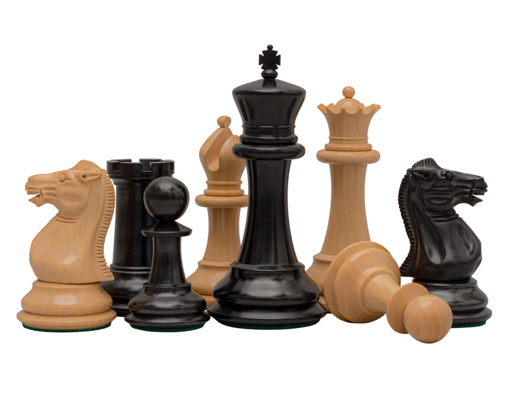 Reproduction Staunton Ebony Chessmen 1849 Model 4.4 Inch King 2 Reproduction Staunton Ebony Chessmen 1849 Model 4.4 Inch King - Image 2