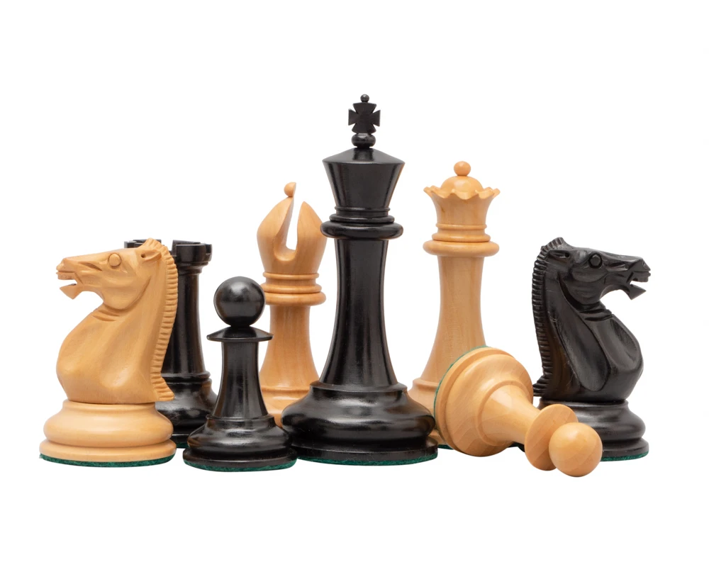 The 1853 Paulsen Reproduction 3.5 Inch Chess Men In Ebony 2 The 1853 Paulsen Reproduction 3.5 Inch Chess Men In Ebony - Image 2