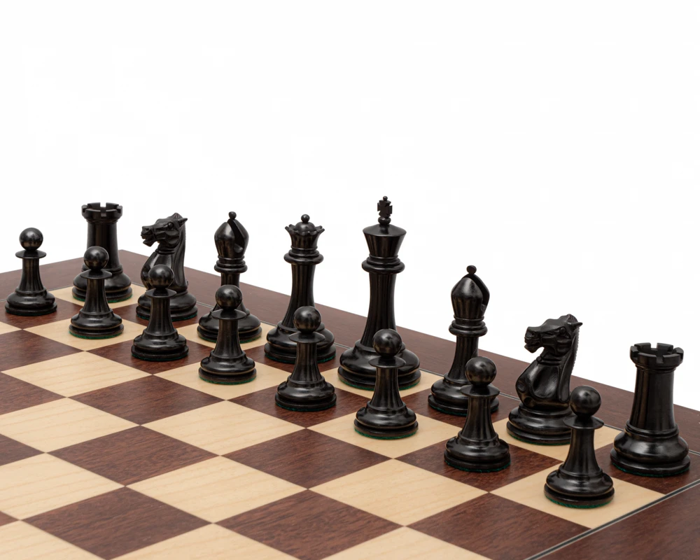 The 1853 Paulsen Reproduction 3.5 Inch Chess Men In Ebony 3 The 1853 Paulsen Reproduction 3.5 Inch Chess Men In Ebony - Image 3
