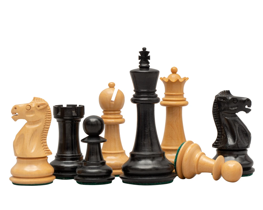 Reproduction Staunton Ebony Chessmen 1972 Model 3.5 Inch (50040) 2 Reproduction Staunton Ebony Chessmen 1972 Model 3.5 Inch (50040) - Image 2
