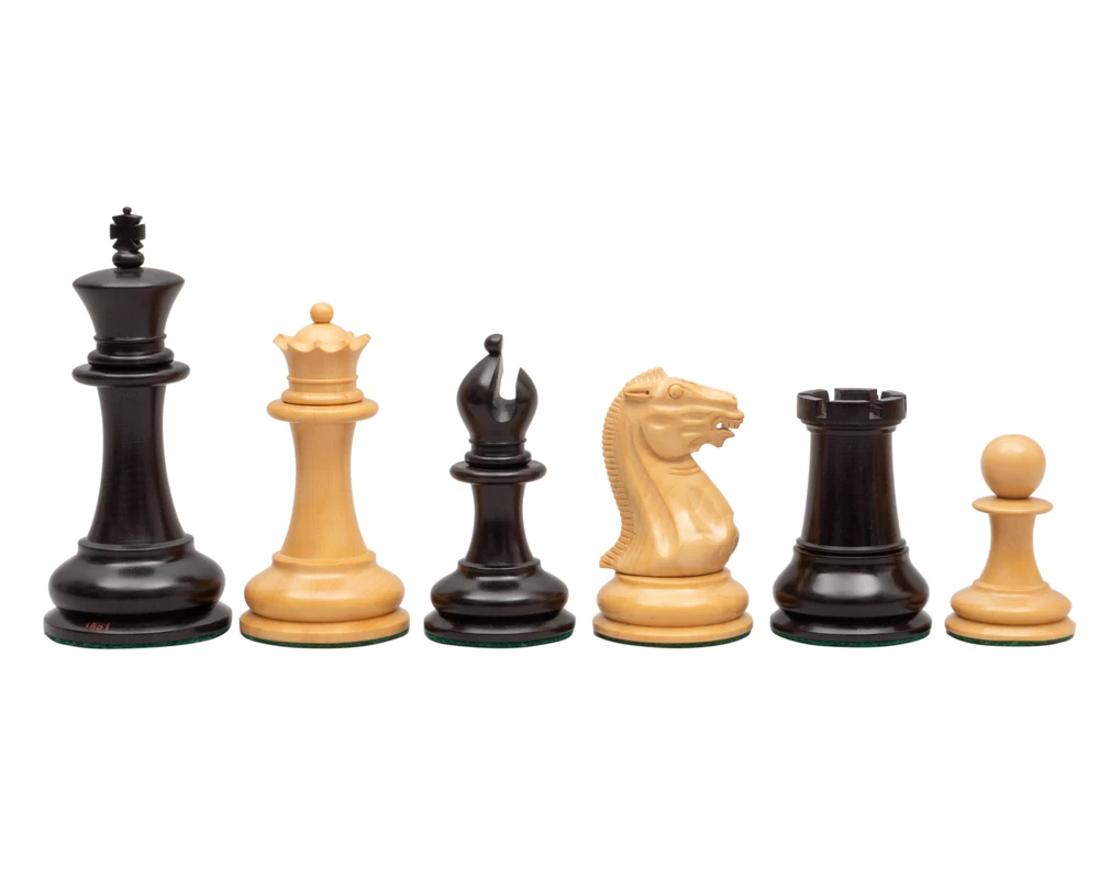 1851 Reproduction Staunton Ebony Chessmen 4.4 Inch 1 1851 Reproduction Staunton Ebony Chessmen 4.4 Inch