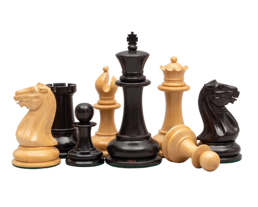 1851 Reproduction Staunton Ebony Chessmen 4.4 Inch 2 1851 Reproduction Staunton Ebony Chessmen 4.4 Inch - Image 2