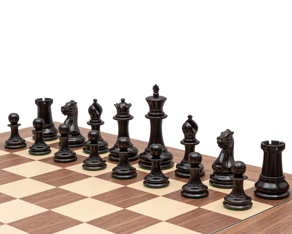 1851 Reproduction Staunton Ebony Chessmen 4.4 Inch 3 1851 Reproduction Staunton Ebony Chessmen 4.4 Inch - Image 3