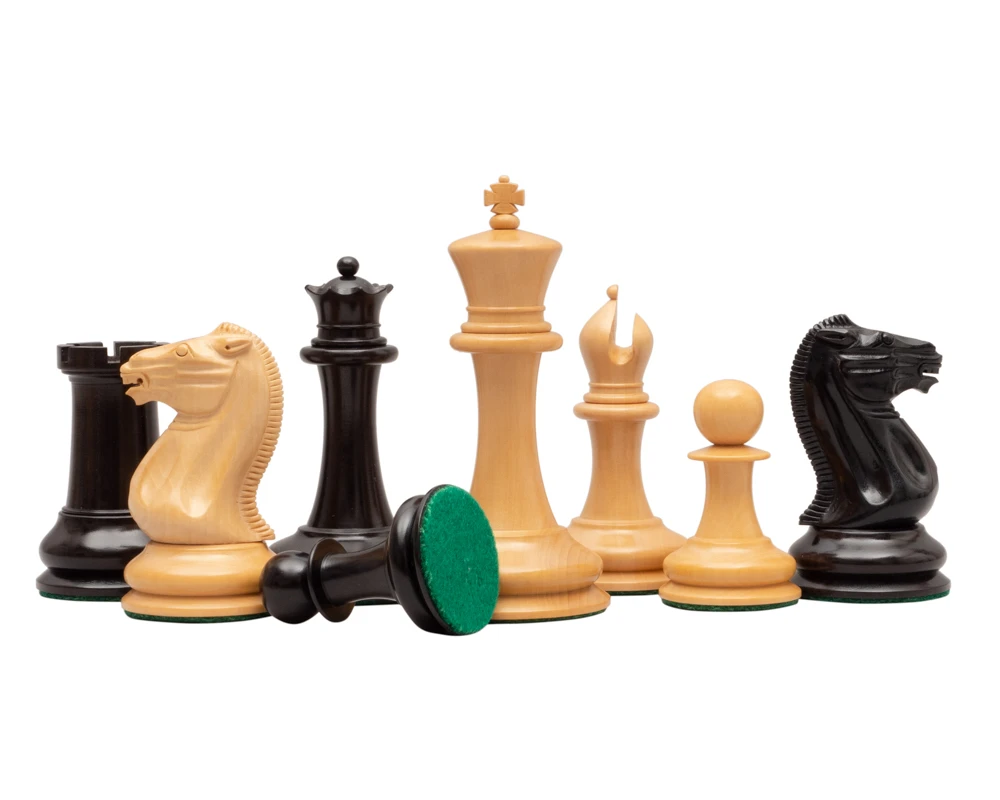 J J Cooke Reproduction Chess Men In Ebony 4.4 Inch 2 J J Cooke Reproduction Chess Men In Ebony 4.4 Inch - Image 2
