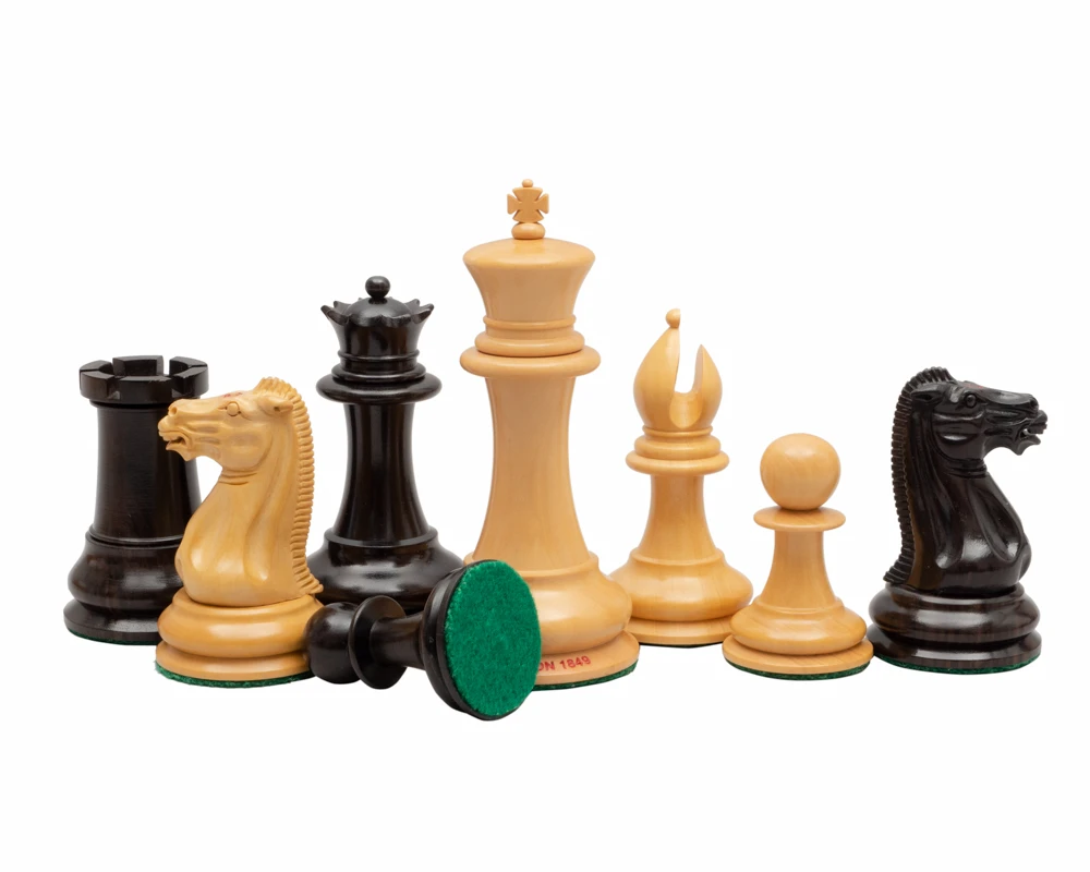 Original Staunton 1849 Ebony Chess Men 4.4 Inch 3 Original Staunton 1849 Ebony Chess Men 4.4 Inch - Image 3