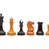 J J Cooke Edition Ebony And Antiqued Boxwood Chessmen 4.4 Inches