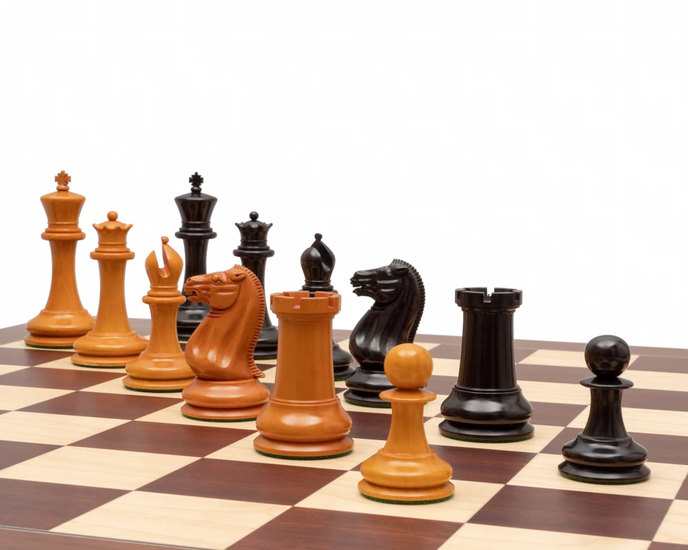 J J Cooke Edition Ebony And Antiqued Boxwood Chessmen 4.4 Inches 7 J J Cooke Edition Ebony And Antiqued Boxwood Chessmen 4.4 Inches - Image 7