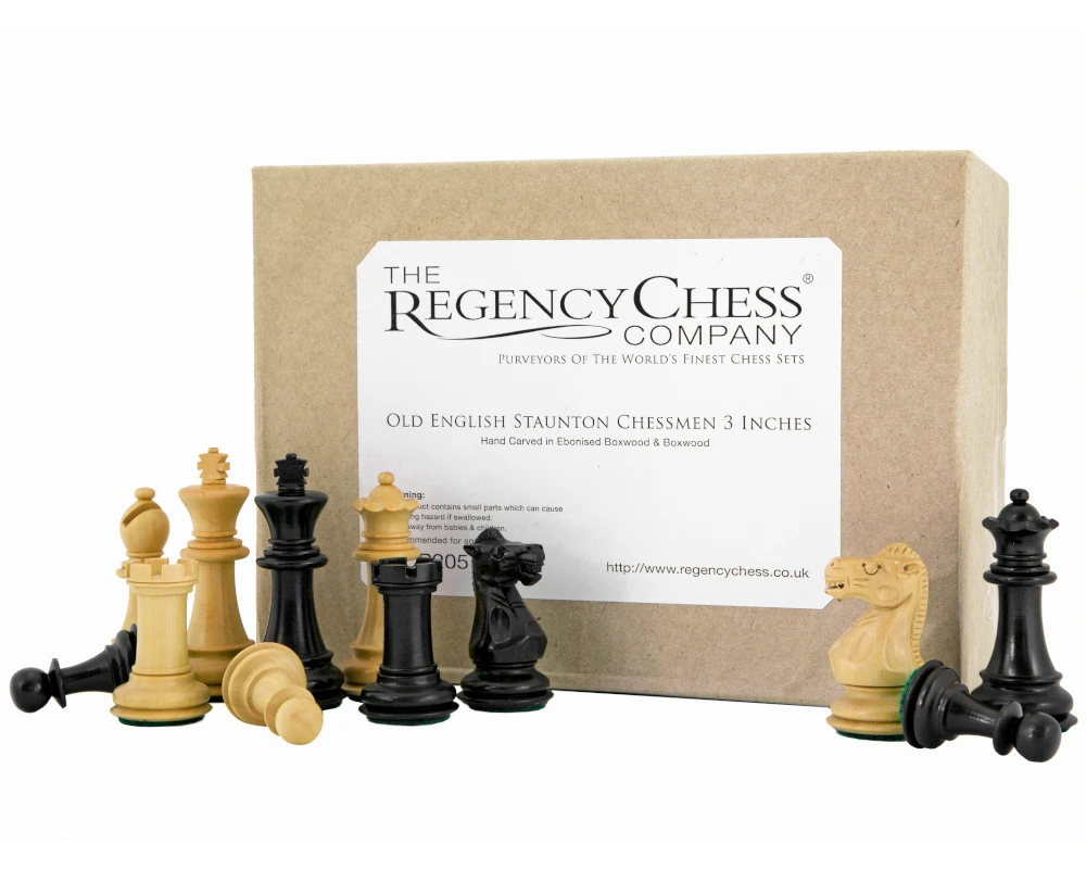 Old English Staunton Chessmen 3 Inches 2 Old English Staunton Chessmen 3 Inches - Image 2