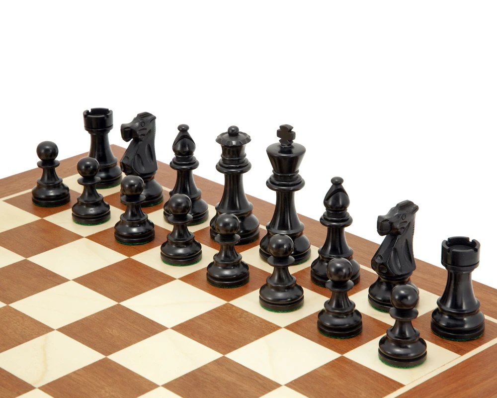 French Knight Black Mahogany Chess Set 3 French Knight Black Mahogany Chess Set - Image 3