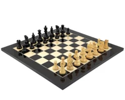 Atlantic Gloss Black And Natural Chess Set