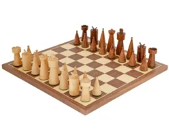 Art Deco Walnut Chess Set