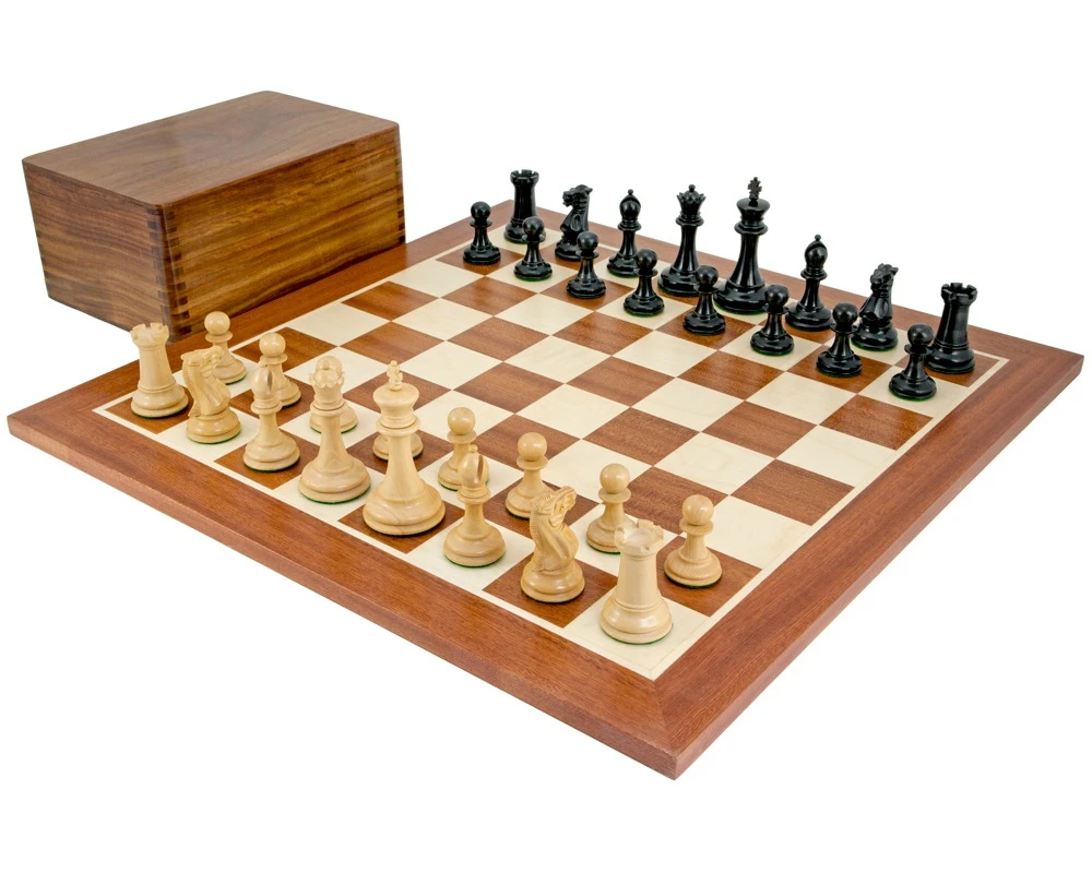 Old English Elite Ebony & Mahogany Chess Set 1 Old English Elite Ebony & Mahogany Chess Set
