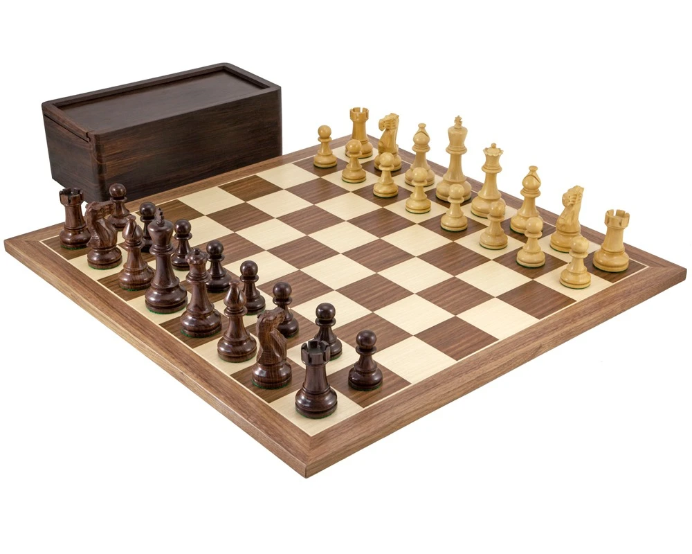 Atlantic Large Rosewood And Walnut Chess Set With Case 1 Atlantic Large Rosewood And Walnut Chess Set With Case