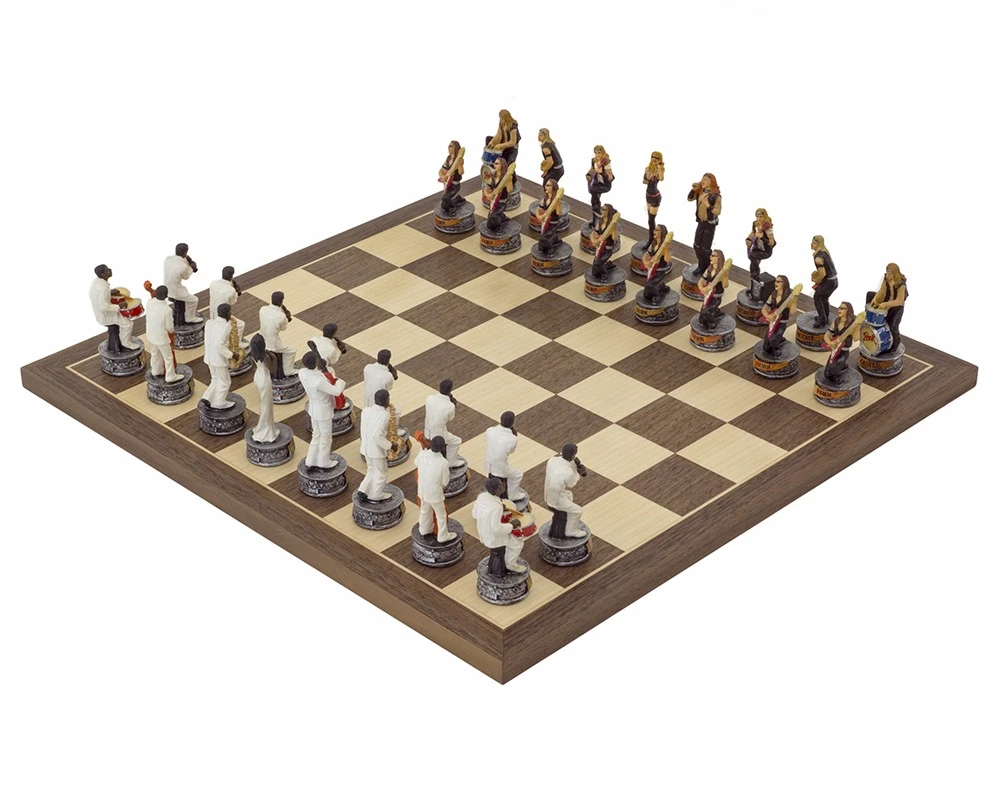 The Jazz Band Vs Rock Stars Hand Painted Themed Chess Set By Italfama 1 The Jazz Band Vs Rock Stars Hand Painted Themed Chess Set By Italfama