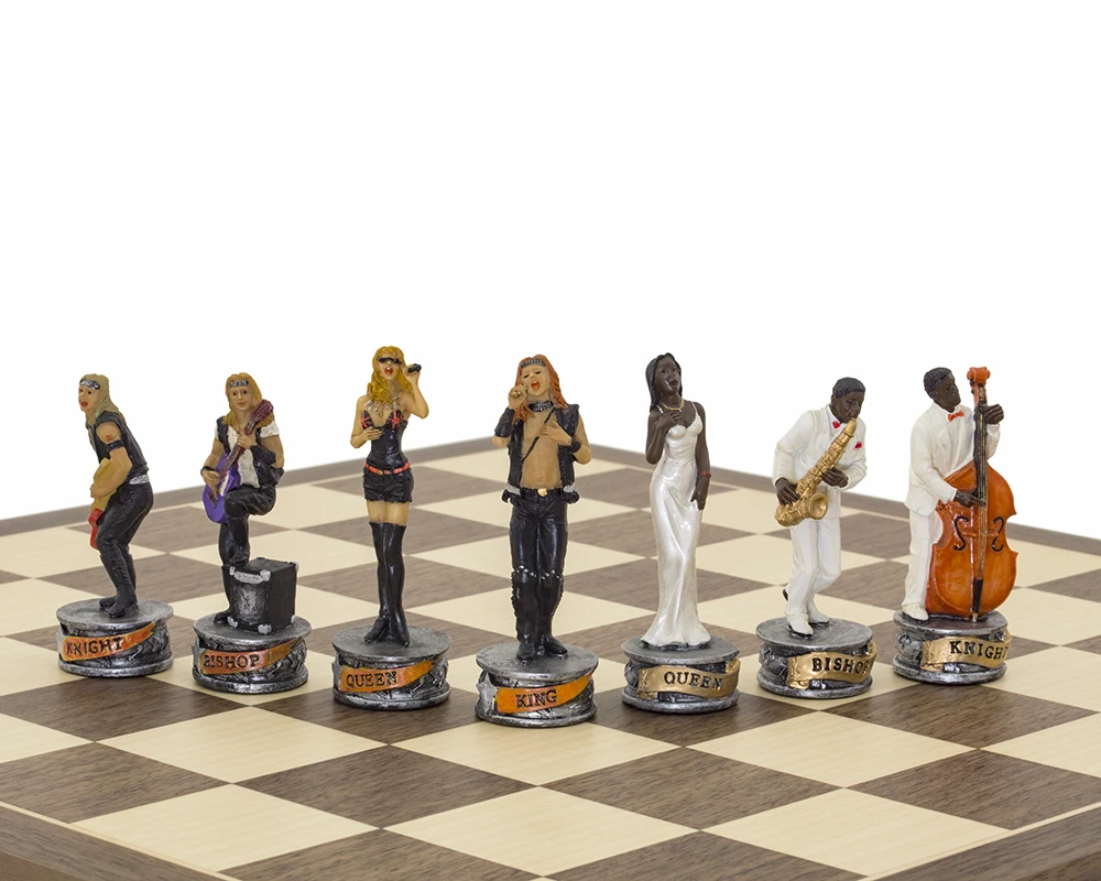 The Jazz Band Vs Rock Stars Hand Painted Themed Chess Set By Italfama 2 The Jazz Band Vs Rock Stars Hand Painted Themed Chess Set By Italfama - Image 2