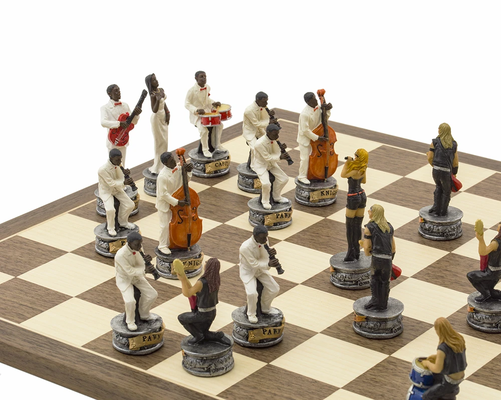 The Jazz Band Vs Rock Stars Hand Painted Themed Chess Set By Italfama 3 The Jazz Band Vs Rock Stars Hand Painted Themed Chess Set By Italfama - Image 3