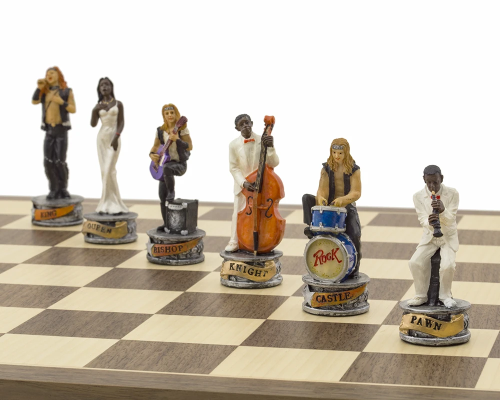 The Jazz Band Vs Rock Stars Hand Painted Themed Chess Set By Italfama 7 The Jazz Band Vs Rock Stars Hand Painted Themed Chess Set By Italfama - Image 7