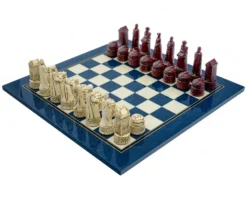 The Berkeley Chess Scottish Cardinal Blue Chess Set
