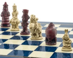 The Alice In Wonderland Cardinal Blue Chess Set By Berkeley Chess -Board Games - Chess And Cards Shop RCPB391b 05