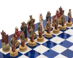 The King Arthur Hand Painted Themed Luxury Blue Chess Set By Italfama -Board Games - Chess And Cards Shop RCPB427 03