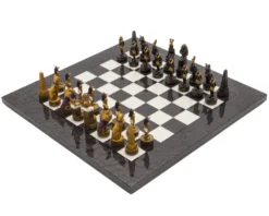 The Ancient Egypt Hand Painted Themed Luxury Charcoal Chess Set By Italfama