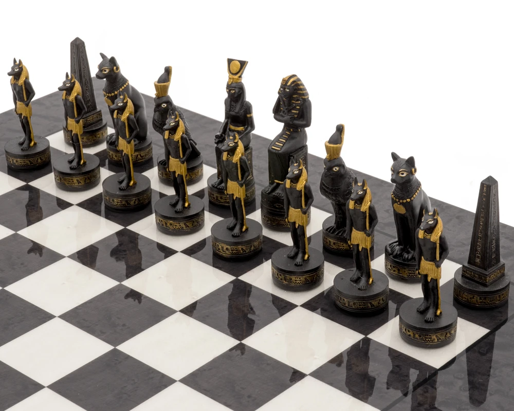 The Ancient Egypt Hand Painted Themed Luxury Charcoal Chess Set By Italfama 2 The Ancient Egypt Hand Painted Themed Luxury Charcoal Chess Set By Italfama - Image 2