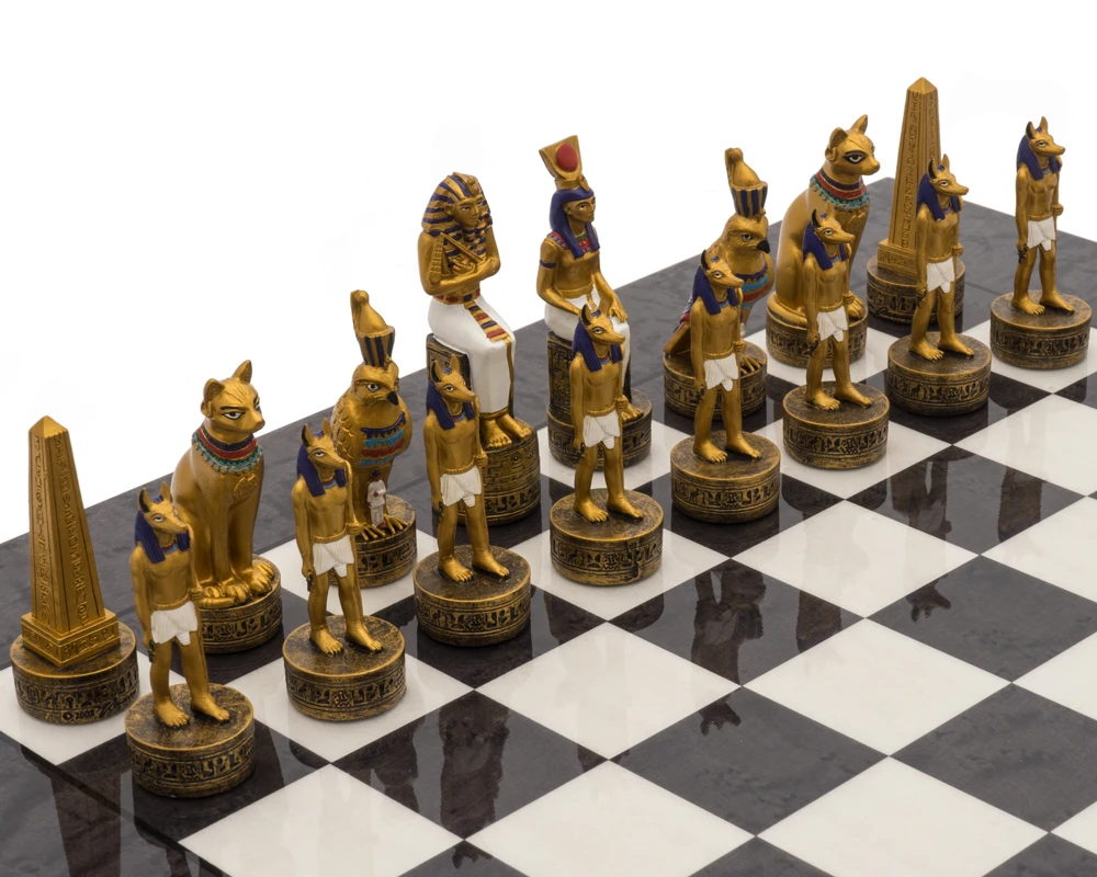 The Ancient Egypt Hand Painted Themed Luxury Charcoal Chess Set By Italfama 3 The Ancient Egypt Hand Painted Themed Luxury Charcoal Chess Set By Italfama - Image 3