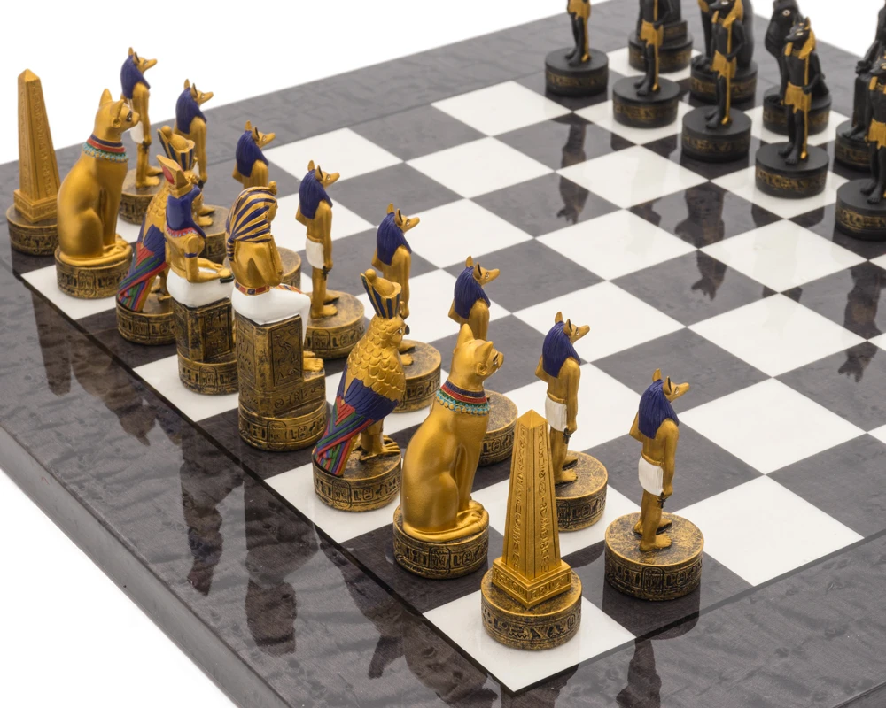 The Ancient Egypt Hand Painted Themed Luxury Charcoal Chess Set By Italfama 4 The Ancient Egypt Hand Painted Themed Luxury Charcoal Chess Set By Italfama - Image 4