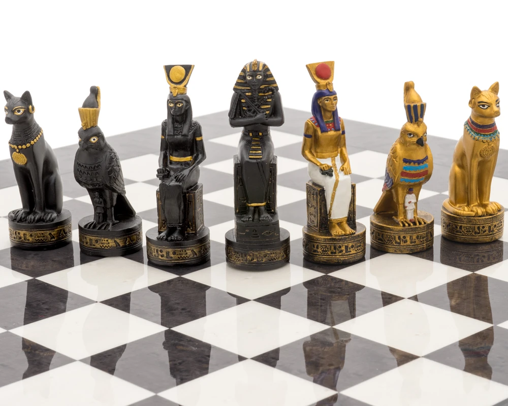 The Ancient Egypt Hand Painted Themed Luxury Charcoal Chess Set By Italfama 6 The Ancient Egypt Hand Painted Themed Luxury Charcoal Chess Set By Italfama - Image 6