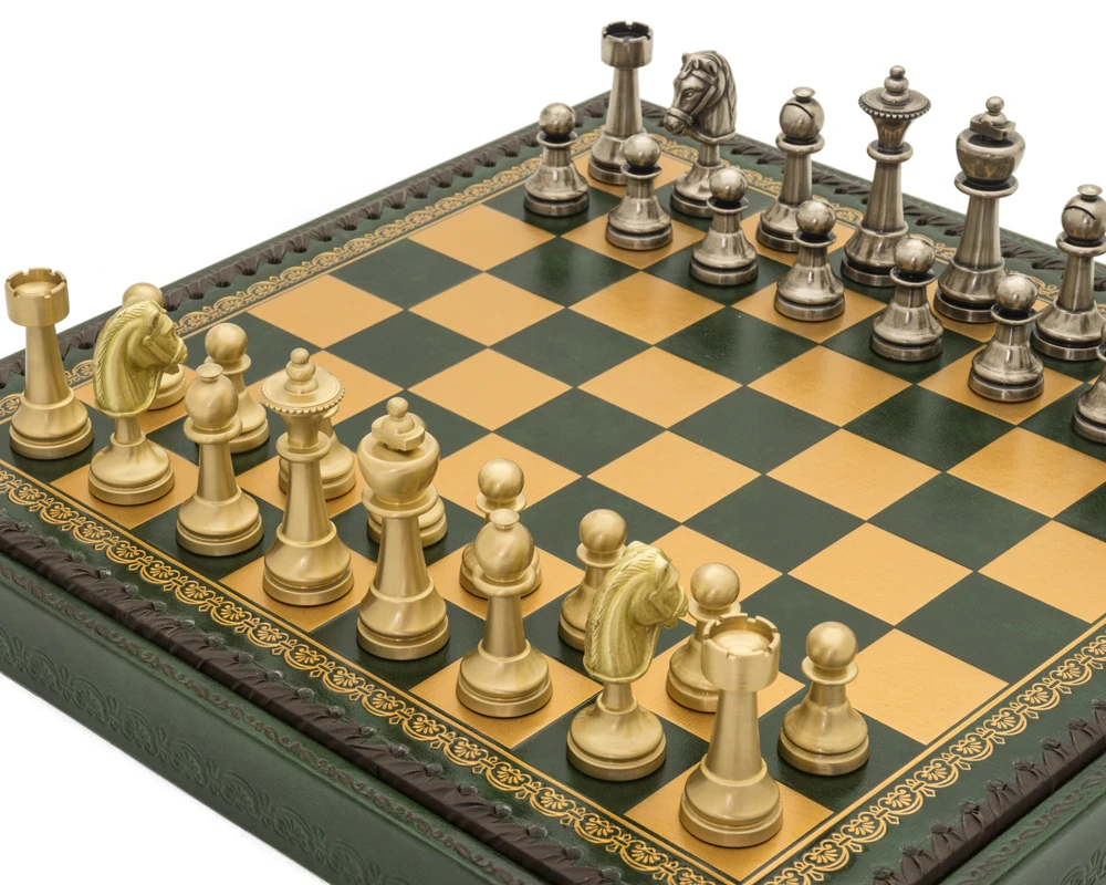 The Turin Verde Italian Chess Set Incorporating Backgammon Board, Dice And Draughts 2 The Turin Verde Italian Chess Set Incorporating Backgammon Board, Dice And Draughts - Image 2