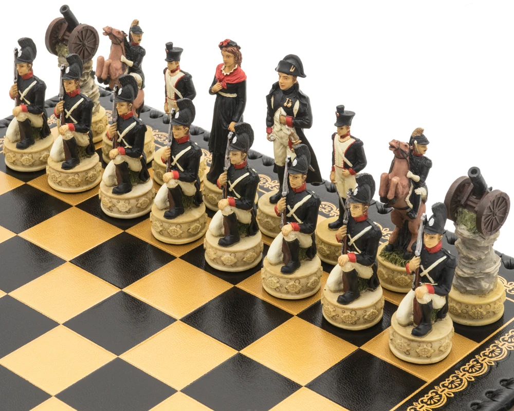 The Napoleon Vs Russians Italian Nero Chess Set With Backgammon Board, Dice And Draughts 3 The Napoleon Vs Russians Italian Nero Chess Set With Backgammon Board, Dice And Draughts - Image 3