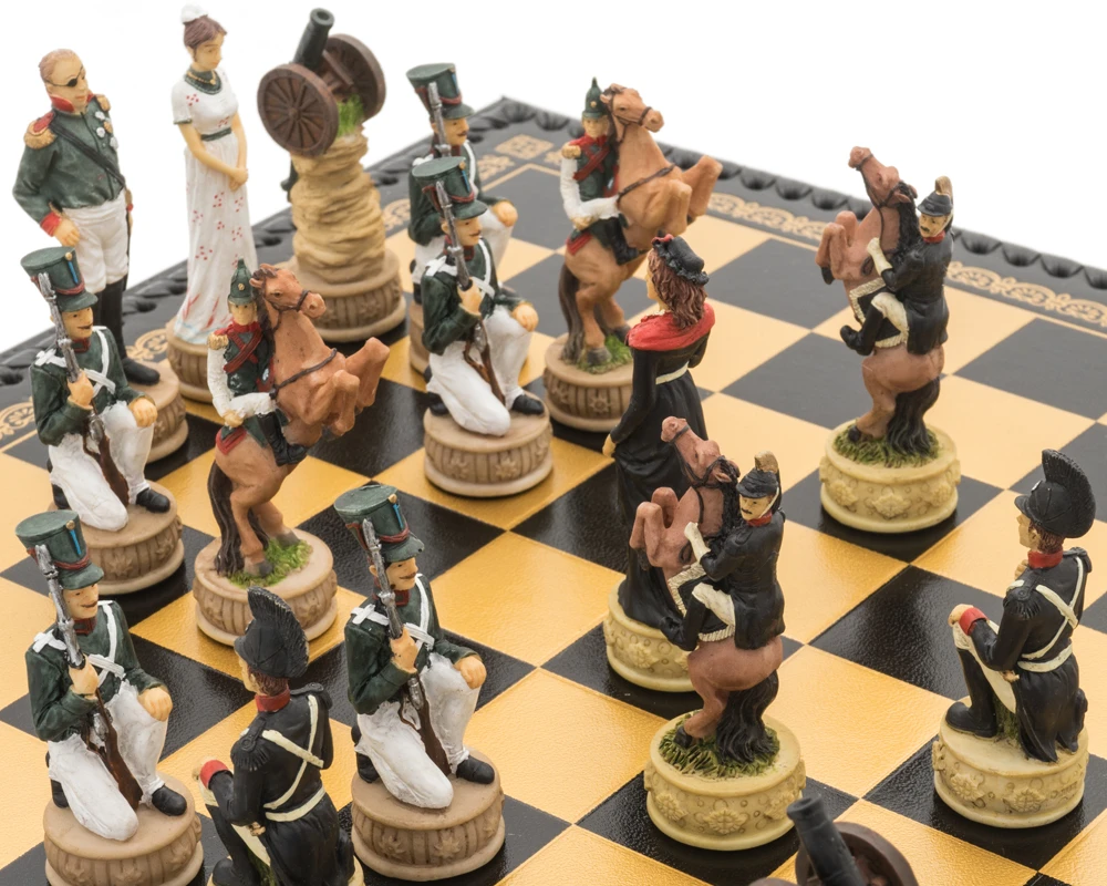 The Napoleon Vs Russians Italian Nero Chess Set With Backgammon Board, Dice And Draughts 5 The Napoleon Vs Russians Italian Nero Chess Set With Backgammon Board, Dice And Draughts - Image 5