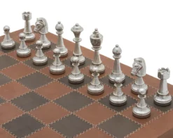 The Messina Gold And Silver Italian Leather Luxury Chess Set 9 The Messina Gold And Silver Italian Leather Luxury Chess Set -Board Games - Chess And Cards Shop RCPB446 02